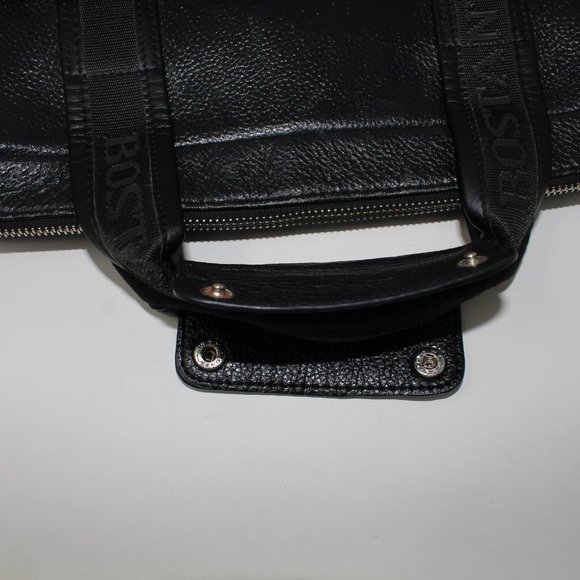 Bostanten Black Leather Messenger Shoulder Bag - Picture 7 of 13